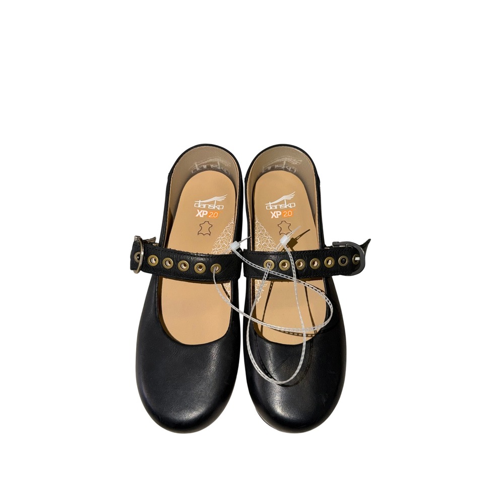 Dansko XP 2.0 Black Leather Mary Jane Clogs Shoes Womens 39 Buckle Strap